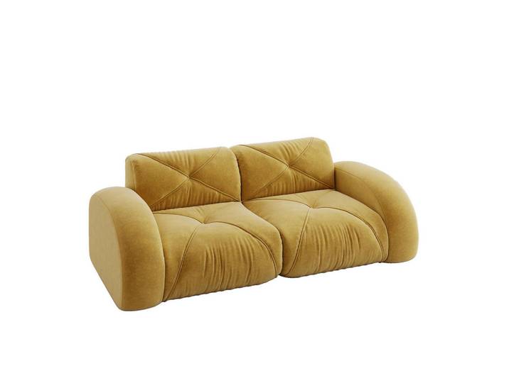 Modfu 2-Sitzer-Modulsofa aus Chenille Gelb rahmenlos, 2-Sitzer, mit 32D-Schaumstoff und flexiblem Modulsystem, 204x76x95 cm, Wohnzimmer, Sofas & Couches, Sofas, 2-Sitzer Sofas