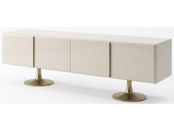 Xlmoebel Lowboard Moderner TV Lowboard Weiß Holz Metall Großer TV Schrank Wohnzimmer (1-tlg)