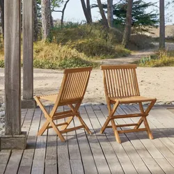 2er-Set Gartenstühle aus massivem Akazienholz Capri