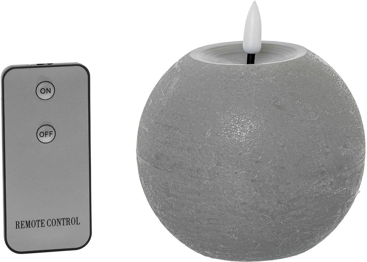 Merkloze Set van 4 LED Kaarsen met Afstandsbediening - Wax Bal - Grey