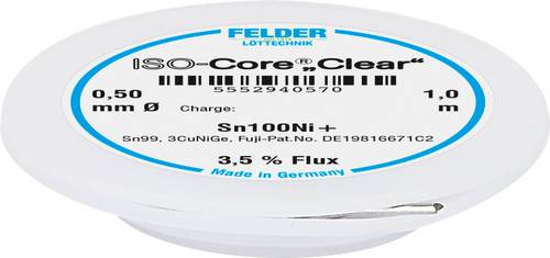 Felder ISO-Core "Clear" Sn100Ni+ Lötzinn Spule Sn99,25Cu0,7Ni0,05 0.5mm