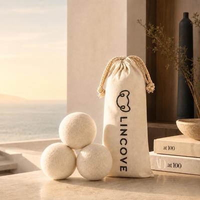 Lincove 100% Organic Wool Dryer Balls - Reusable & Durable, Efficient Drying