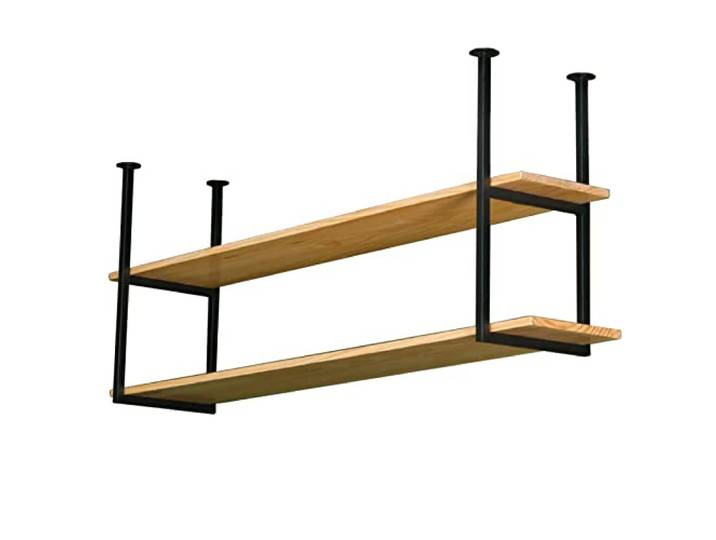 Deckenregal Hängend Küche Bar, Deckenregal, schwebendes Hängeregal, Küchenregal, Topfpfannenhalter, Kochgeschirr, Blumenständer für Bar, Garage, Restaurant, Massivholz und Metalleisen schweberegale