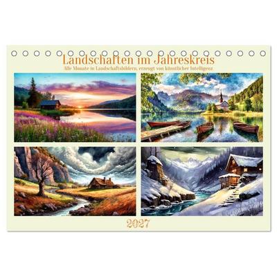 Landschaften im Jahreskreis (Tischkalender 2027 DIN A5 quer), CALVENDO Monatskalender