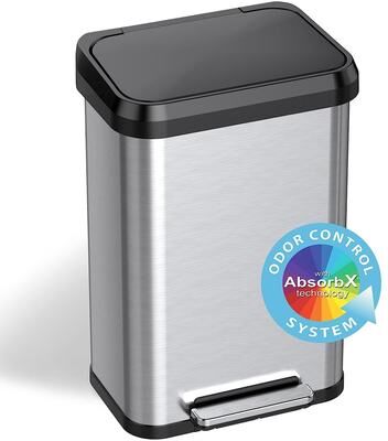 iTouchless 13.2 Gal SoftStep EXP Stainless Steel Kitchen Trash Can