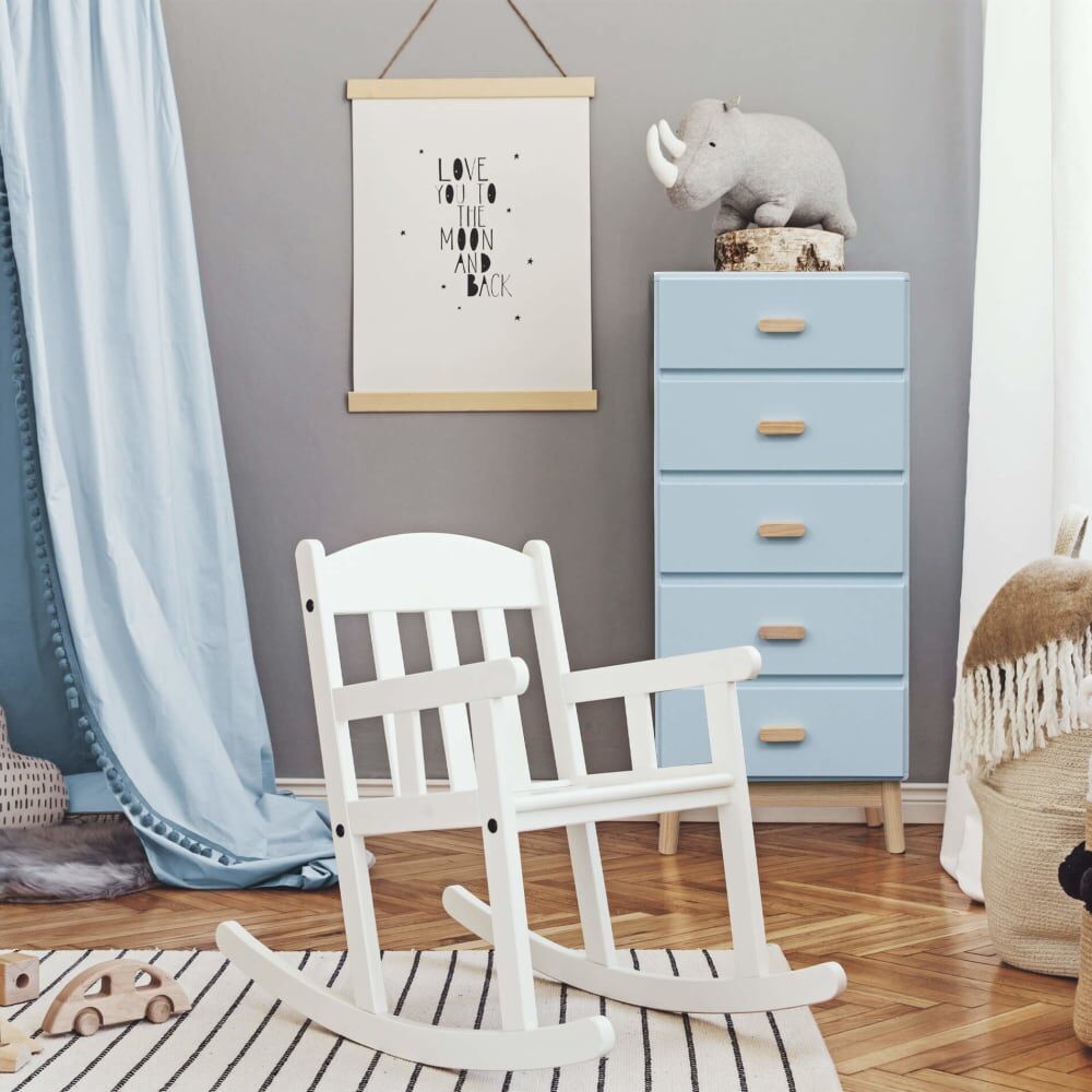 Mobili Rebecca Commode pour enfants avec 5 tiroirs bleu ciel et marron Multicolore 50x115x40cm