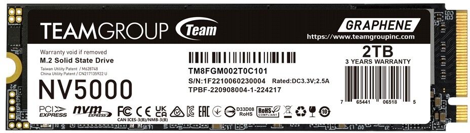 Team Group NV5000 2TB M.2 2280 NVMe PCIe 4.0 Internal SSD