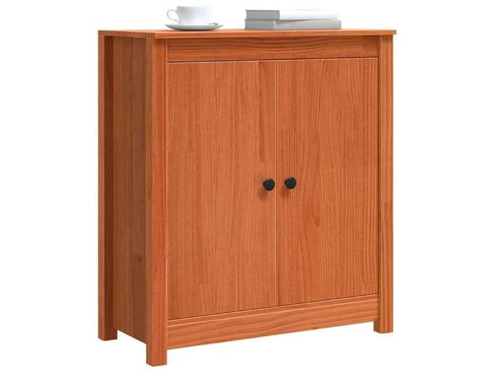 Buffet en pin massif - - 70x35x80 cm - Brun cire - Avec tiroir - 2 portes - Assemblage requis - Style minimaliste
