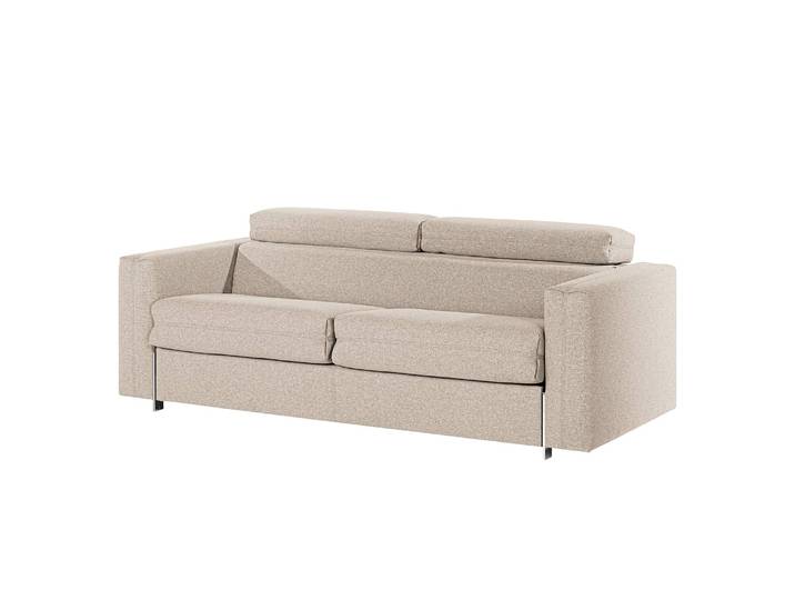 Schlafsofa Wissant mit Matratze Beige/Kaschmir Microfaser 202 x 76 x 101cm Modern