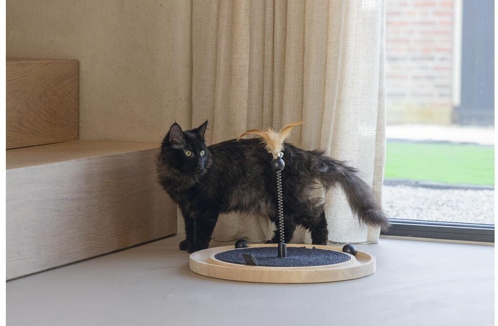 Katzen-Spielschiene DESIGNED BY LOTTE "Idah", braun (natur, schwarz), H:4cm Ø:39,5cm, Tierspielzeuge, Katzen-Spielschiene natur, schwarz Einheitsgröße