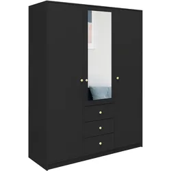 DREHTÜRENSCHRANK GALIO 149/200/57,5 cm 3-türig mit Spiegel Schwarz