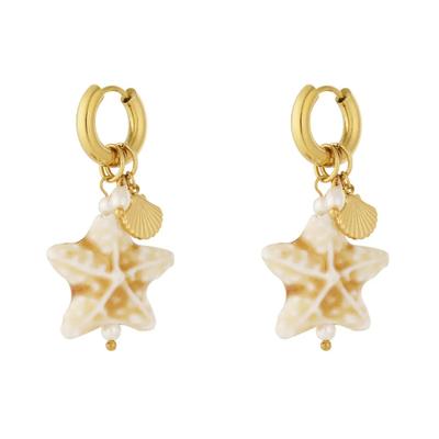 Paar Ohrhänger ADELIA´S "LIVAYA", Damen, Gr. Damen, Edelstahl, gold (goldfarben), Ohrringe, Modischer Modeschmuck mit Seestern- und Muschelanhängern