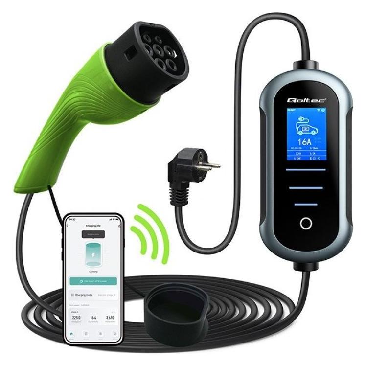 Qoltec Mobile Lader für Auto (Typ 2, 16 A, 3.50 kW) (52435)