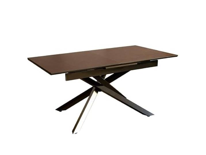 DRW Rechteckiger ausziehbarer Tisch aus Melamin, Wachseffekt und Metall, Schwarz, 76 x 200 x 90 cm