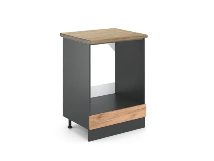 Vicco Herdumbauschrank R-Line, Goldkraft Eiche, 60 cm Backofennische · Arbeitsplatte Eiche · Höhenverst. Füße · Frei kombinierbar · Einfache Integration