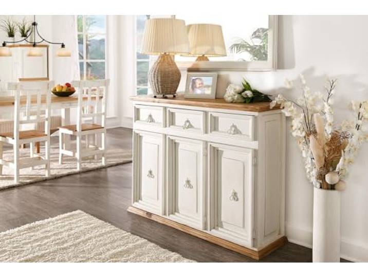 1a Direktimport Sideboard Kommode Mexico Weiß/Honig - Pinie Massivholz - Landhausmöbel