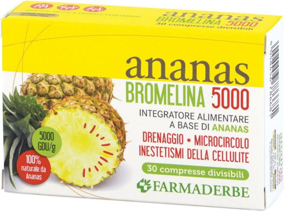 FARMADERBE Srl Ananas Bromelina 5000, 30 Compresse