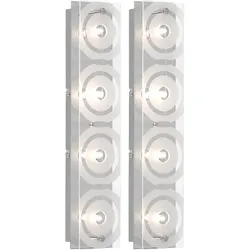 Wandleuchte 4 Flammig Wandlampe Glas teilsatiniert Wohnzimmerleuchte Chrom, 4x G9 Fassungen, LxB 40x8 cm, 2er Set