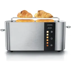 Arendo Toaster Edelstahl 2 Scheiben Langschlitz, Touch Display, Restzeit & Bräunungsgradanzeige, 1000 W, Toaster, Silber