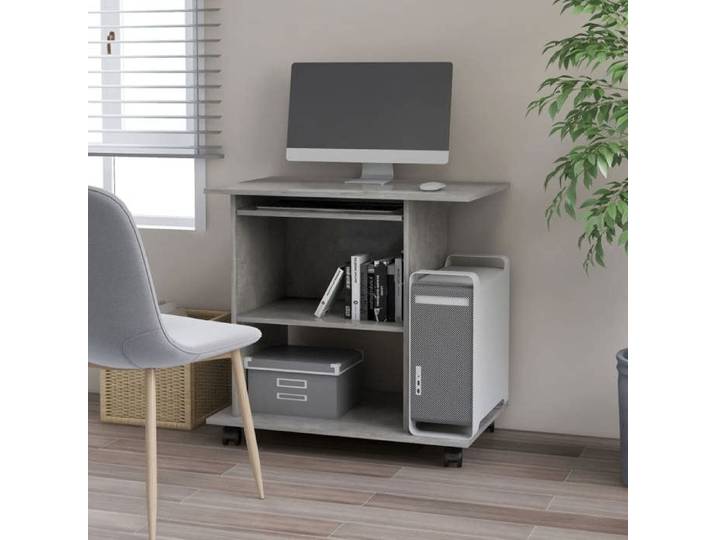 SALE 2026  Bureau moderne compact Gris - Bureau d'ordinateur Gris béton 80x50x75cm - bois d'ingénierie PRO374607417