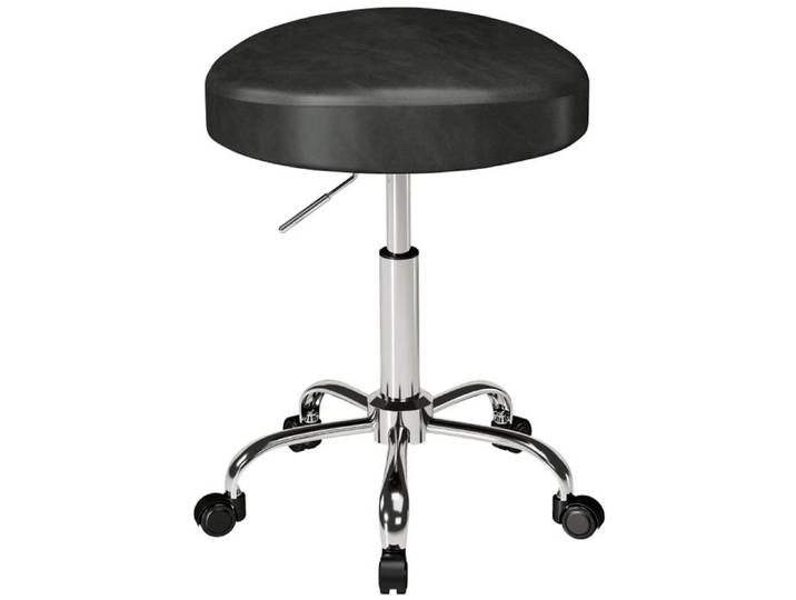 Tabouret réglable en hauteur pivotant à 360° sur roulettes 39 x 34 5 x 67 5 cm noir polyuréthane