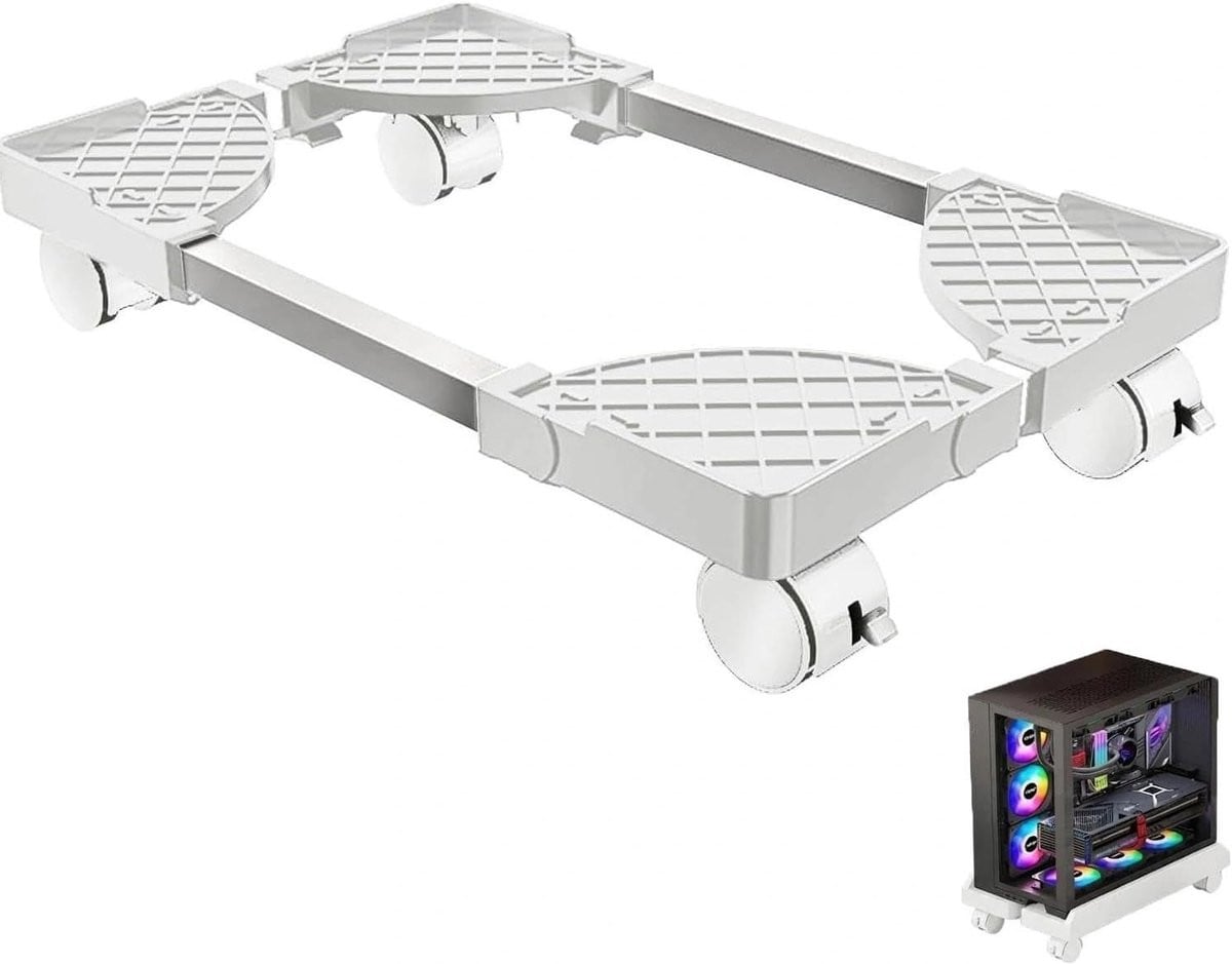 Onderbouw CPU Houder voor Gamers - Universele Desktop Steun met Vier Wielen voor Computeraccessoires (Wit)