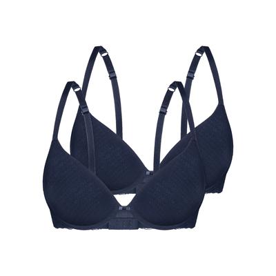 Schalen-BH SASSA "2er Pack Schalen-BH Bamboo Jacquard", Damen, Gr. 85, Cup B, blau (navy), Obermaterial: 90% Viskose CV. 10% Elasthan EL., BHs Schalen-BH