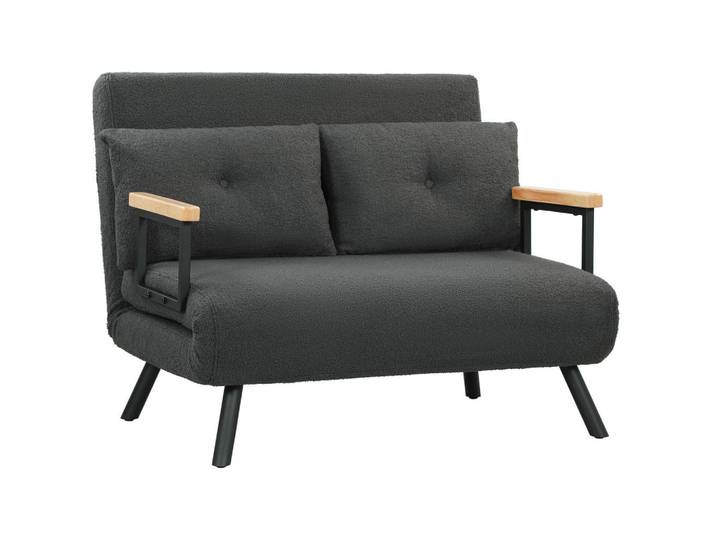 Homcom Schlafsofa Stahl Polyester Dunkelgrau, Holz, Füllung: Polyester,Polyester, 73x81x102 cm, Babymöbel & Kindermöbel, Kinderzimmer & Jugendzimmer, Schlafsofas