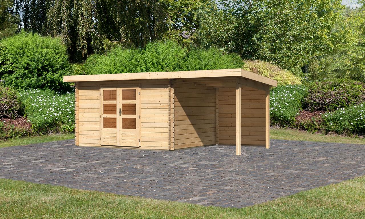KARIBUHOLZT BH Bastrup 7 natur 340x280x222 mit AD 2m breit, 28mm Rückwand 16905641