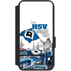 Nivocase Klapphülle für Samsung Galaxy S22 Handyhülle aus Kunst Leder NIVOflip schwarz Aufstieg Hamburger (Samsung Galaxy S22), Smartphone Hülle, Schwarz