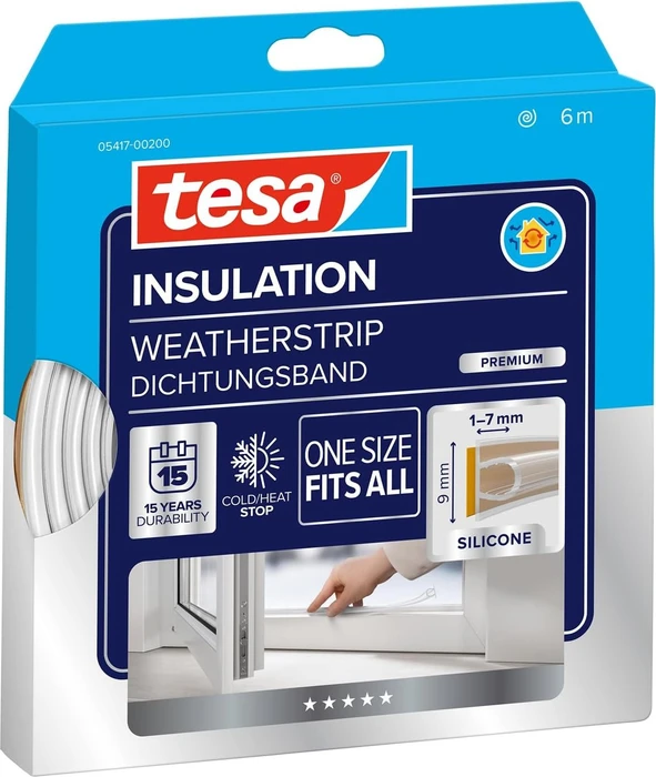 tesa moll Premium Flexible Fenster-Dichtungsband transparent 9,0 mm x 6,0 m 1 Rolle