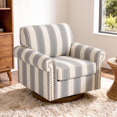 Lumibee Modern Upholstered Swivel Accent Chair with Rolled Arm