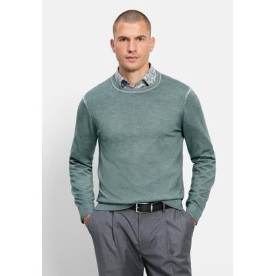 Strickpullover OLYMP "OLYMP Casual Strick, Pullover", Herren, Gr. L, grün, 100% Schurwolle, Pullover Strickpullover