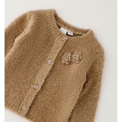 Cardigan IDO "BABY GIRL KNITWEAR", Mädchen, Gr. 68, beige (turtle), 77% Polyester, 22% Polyamid, 1% Elastan, Strickjacken