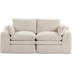 2-SITZER SOFA cordstoff mit seitentaschen & federkern