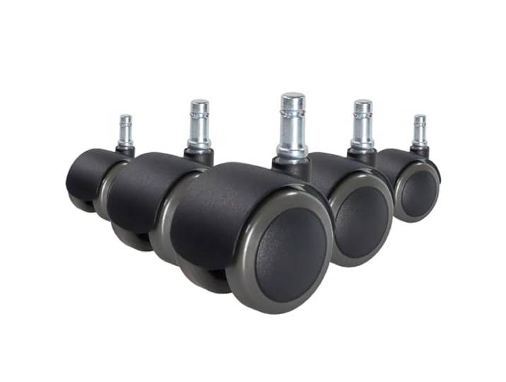 hjh OFFICE 619023 5X Hartbodenrollen 10mm / 50mm ROLO FIX Zinkgusdruck Stuhlrollen sitzgebremst für Hartböden (5er Pack)