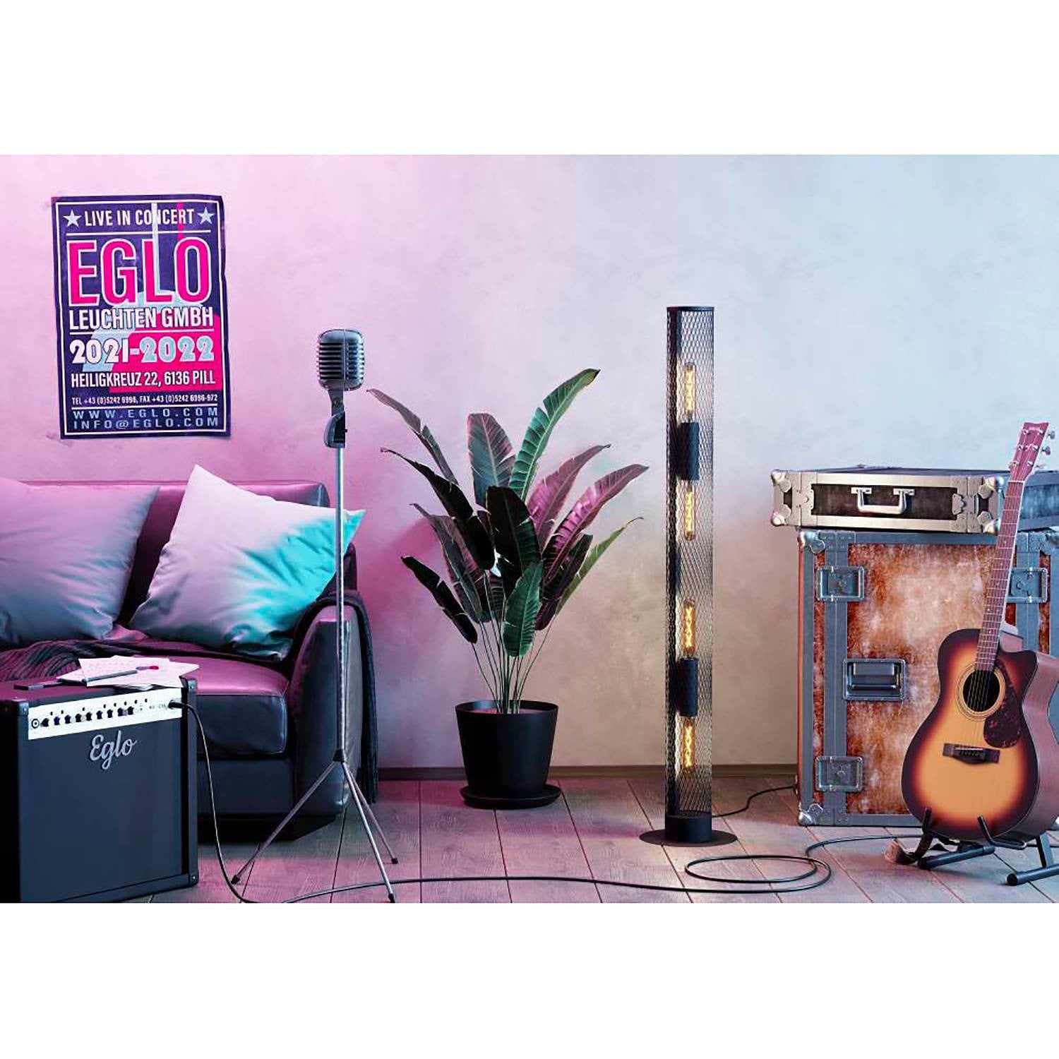 Eglo Moderne Staande Lamp Zwart Metaal E27 IP20