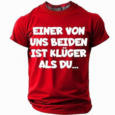 Olivgrünes Herren Lustiges Grafik T-Shirt „Einer von uns ist schlauer als du" Sarkastischer Intelligenz Humor Tee