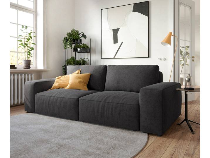 DELIFE Big-Sofa Lanzo 230x95 cm Mikrofaser Schwarz, Big Sofas