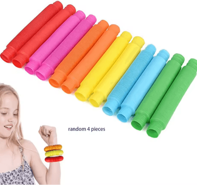 Inspire Picks Mini Pop Tube Fidget Toys 4 Pack For Stress Relief, Sensory Play & Creative Building b