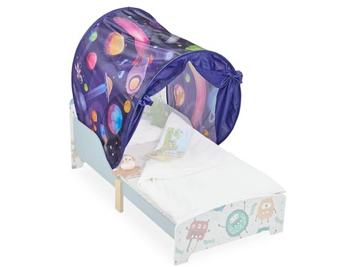 Relaxdays Tente pour Enfant\, système « Pop up »\, pour Le lit de Votre Bout de Chou\, planètes\, LP 220x79 cm\, Multicolore