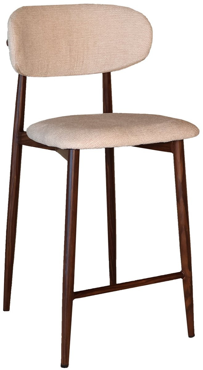 Set van 4 Barkrukken Reika Japandi stijl beige walnoot minimalistische barstoelen van Lizzely Garden & Living