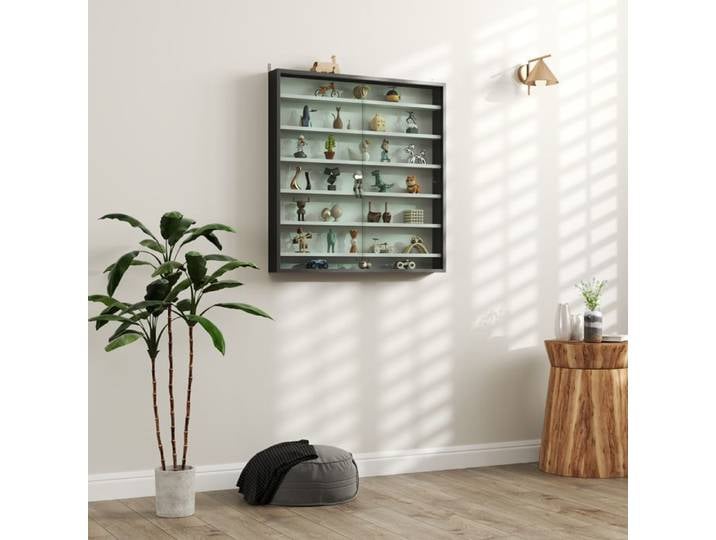 Vitrine de rangement 5 étagères réglables en bois avec portes en verre 80x9 5x83 cm blanc et noir