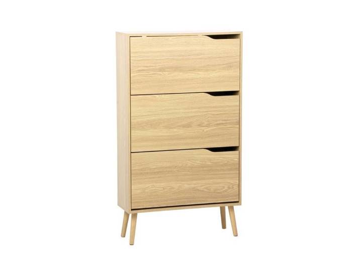Meuble à chaussures scandinave décor naturel 3 portes abattantes capacité 18 paires de chaussures