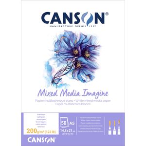 Canson Zeichenblock Imagine C200006009, A5, 200 g/m², weiß, geleimt, 50 Blatt