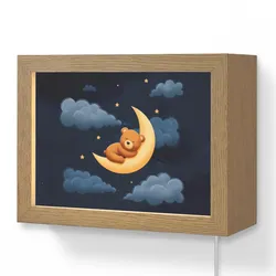 WANDLEUCHTE Teddybär - Mond - Wolken - Sterne Wandlampe 20x15 cm Wandlampe