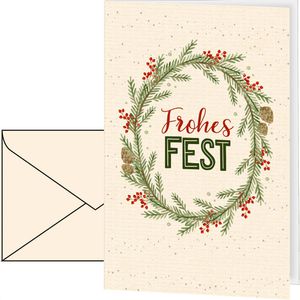 Böttcher-AG Weihnachtskarte Weihnachtskranz, 115 x 170mm, Klappkarte mit Umschlag, 1 Stück