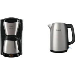 PHILIPS Frühstücks Set (Café Gaia Kaffeemaschine & Viva Collection Wasserkocher) Bundle