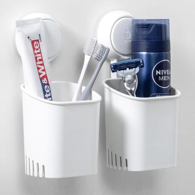 Smart Shopping Spot Suction Cup Toothbrush Holder Removable Razor Organizer For Shower And Bathroom white