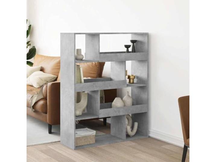ROMHZKS Raumteiler Betongrau 100x33x125,5 cm Holzwerkstoff mit 8 Fächern 8 geräumige Fächer, feuchtigkeitsbeständige Spanplatte, vielseitig als Raumtrenner oder Standregal, glatte Oberfläche,